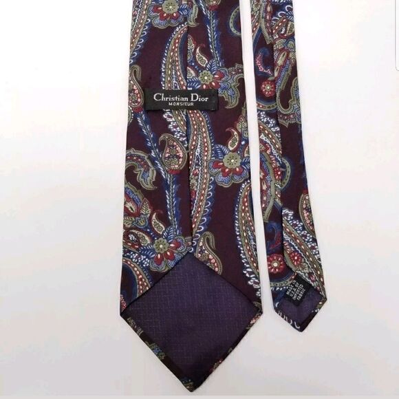 Christian Dior Monsieur Maroon Blue Paisley Print - Picture 4 of 5